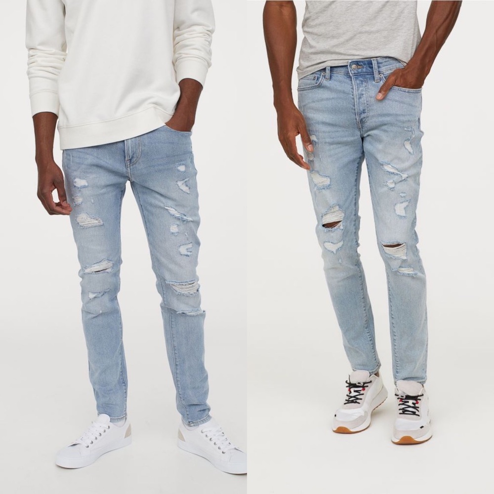 H&M Skinny Distressed Jeans Size 34 Inseam 31”